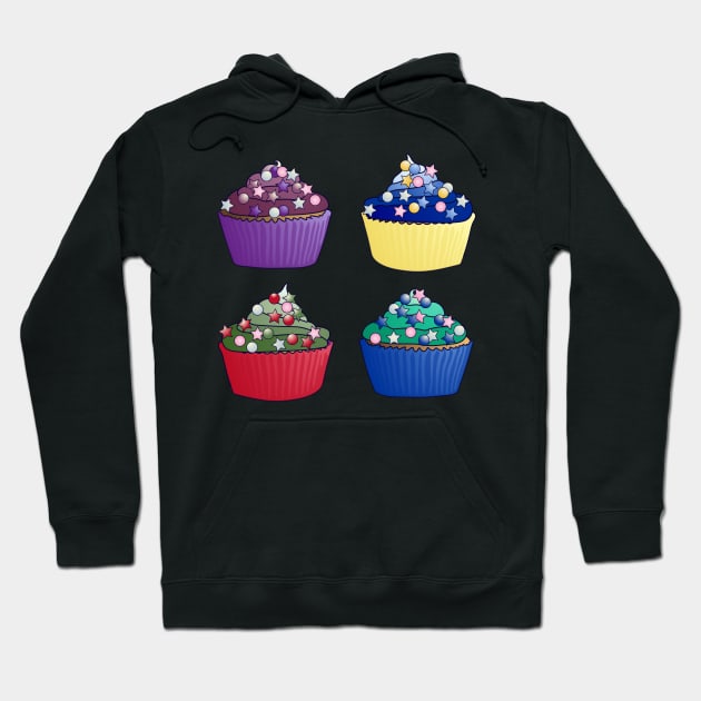 Outer Senshi Cupcakes Pattern Hoodie by ziafrazier